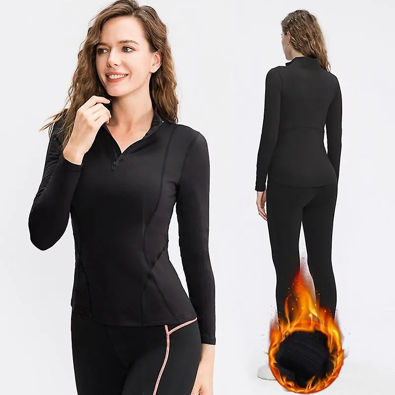 2 piezas Ropa de invierno para mujeres Conjuntos de ropa interior Térmica Long Johns Mujeres Hogar Traje cálido Túnica Pijama Ma