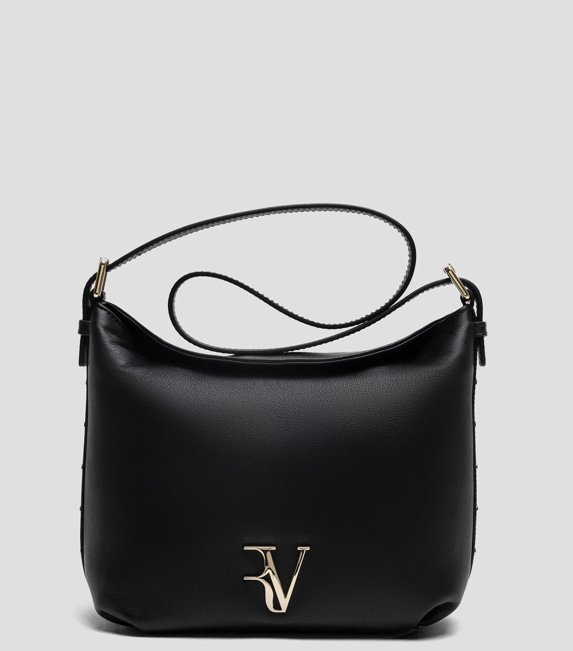 4353_Roberto Verino Bolso Hobo negro en piel Mafalda con estoperoles Mujer