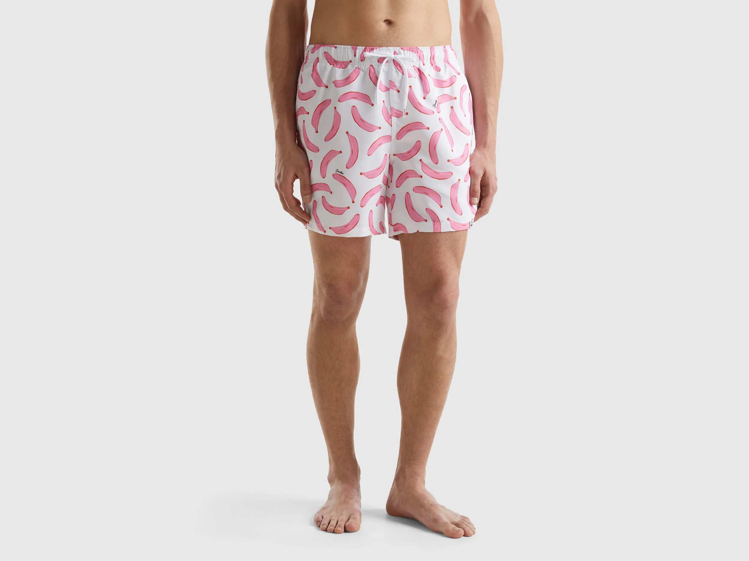 Bañador bóxer blanco con estampado de plátanos
