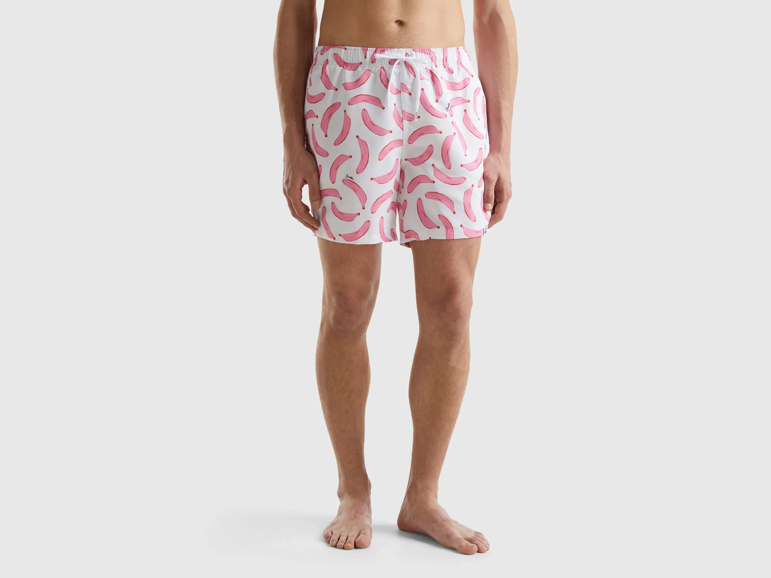 Bañador bóxer blanco con estampado de plátanos