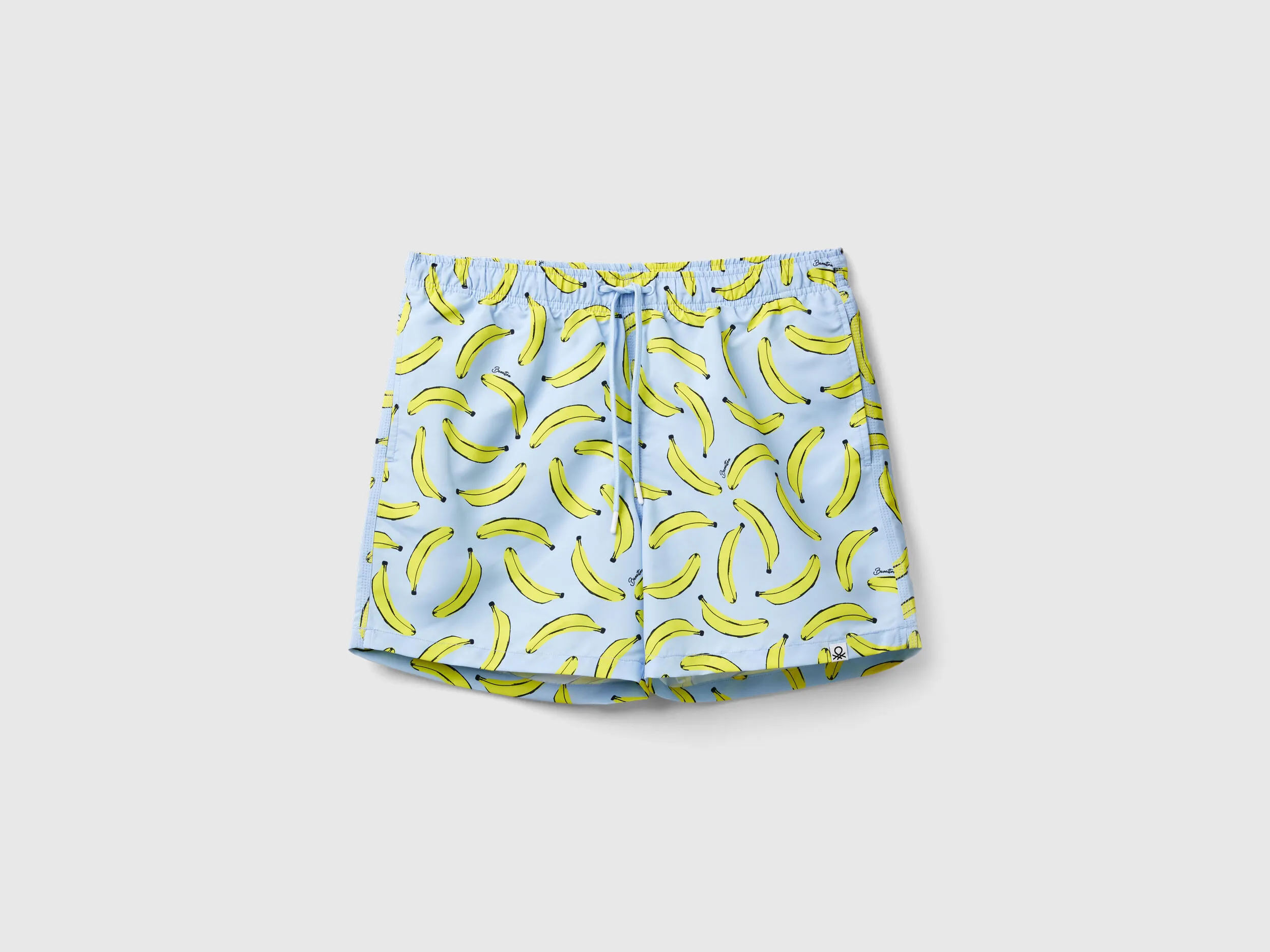 Bañador bóxer celeste con estampado de plátanos