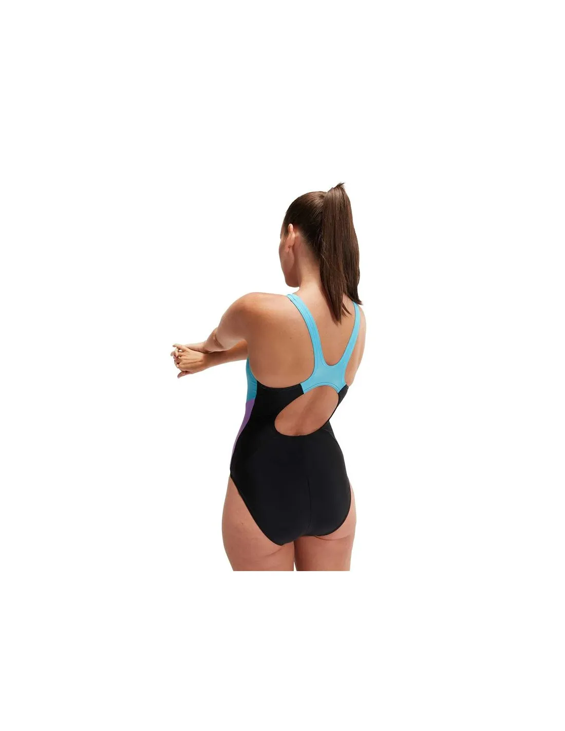 Bañador de Natación Speedo Colourblock Splice Muscleback Mujer Negro/Morado