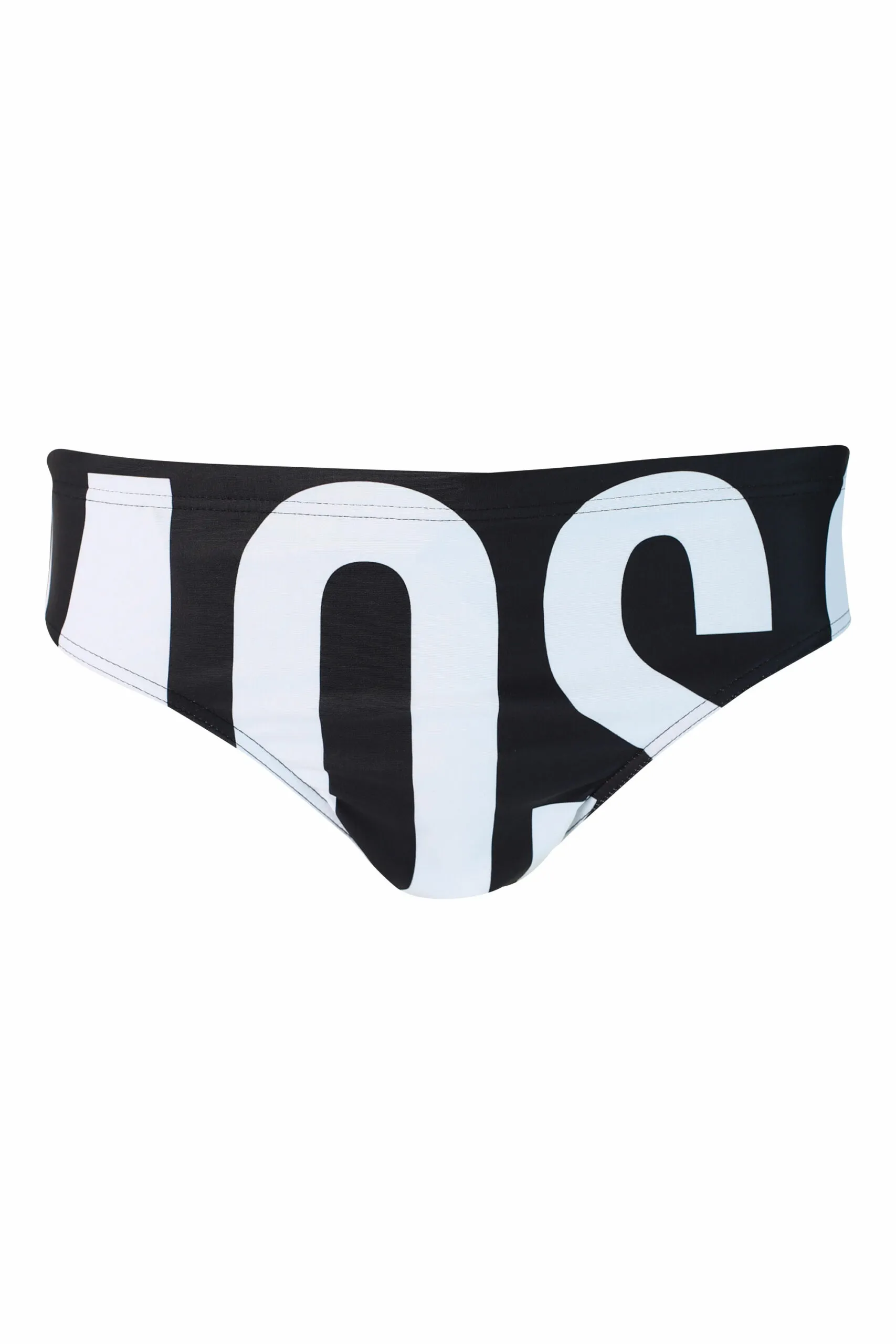 Bañador slip negro con maxilogo blanco