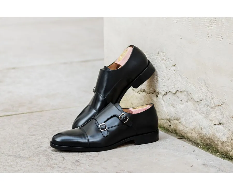 BLACK LEATHER BUCKLE SHOES  GREYDALE PATIN