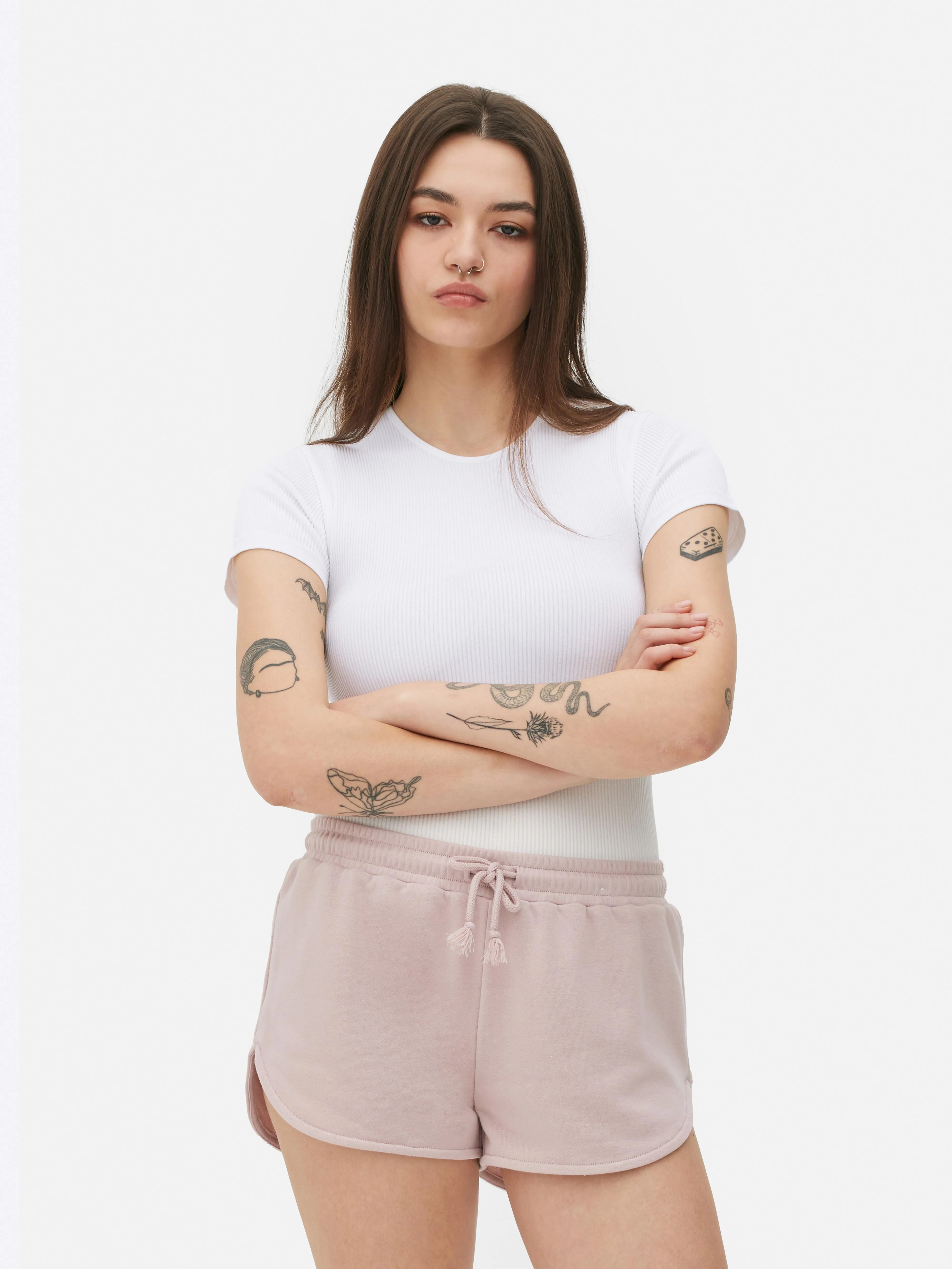 Bodi tipo camiseta acanalado sin costuras