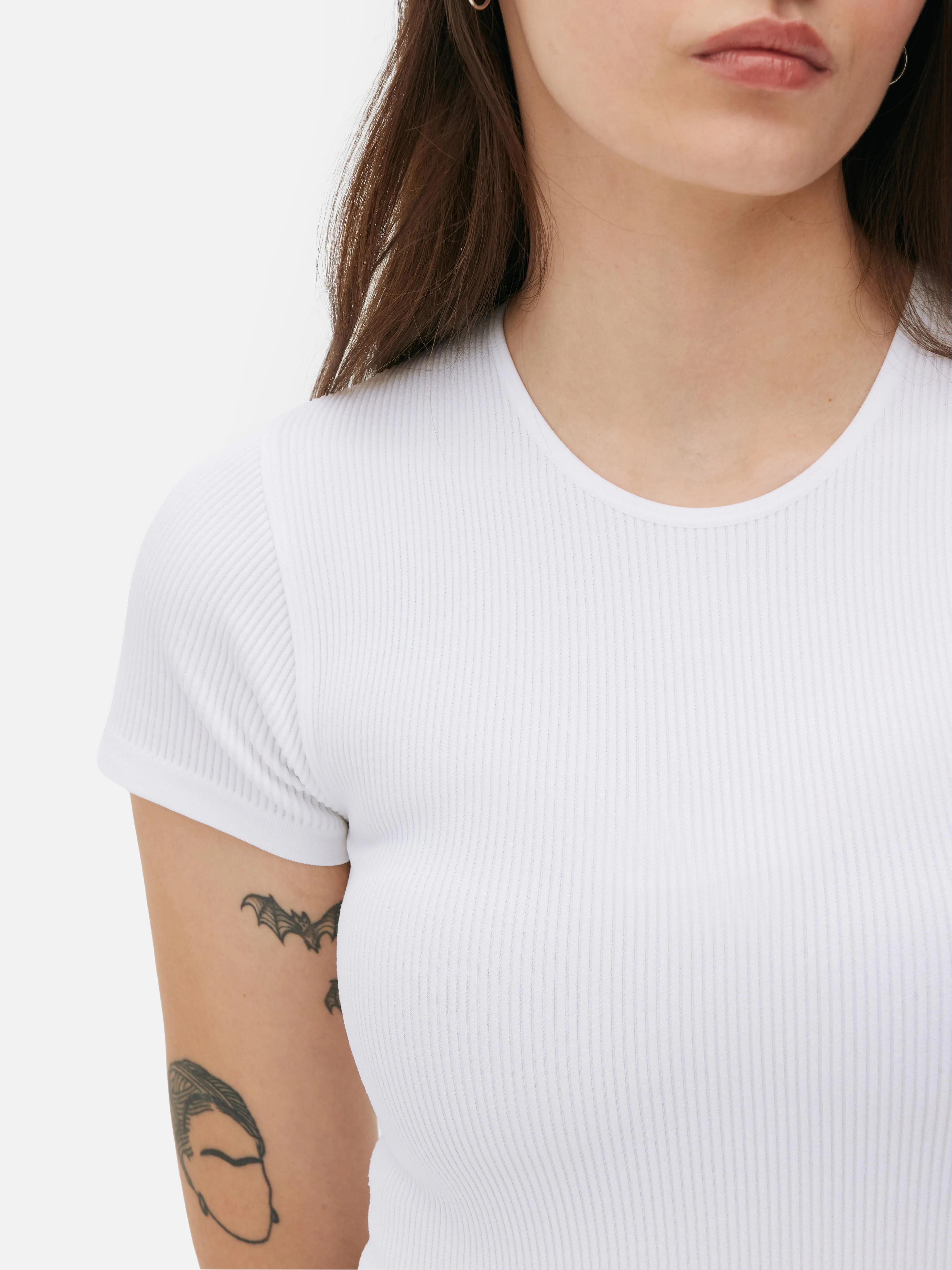 Bodi tipo camiseta acanalado sin costuras