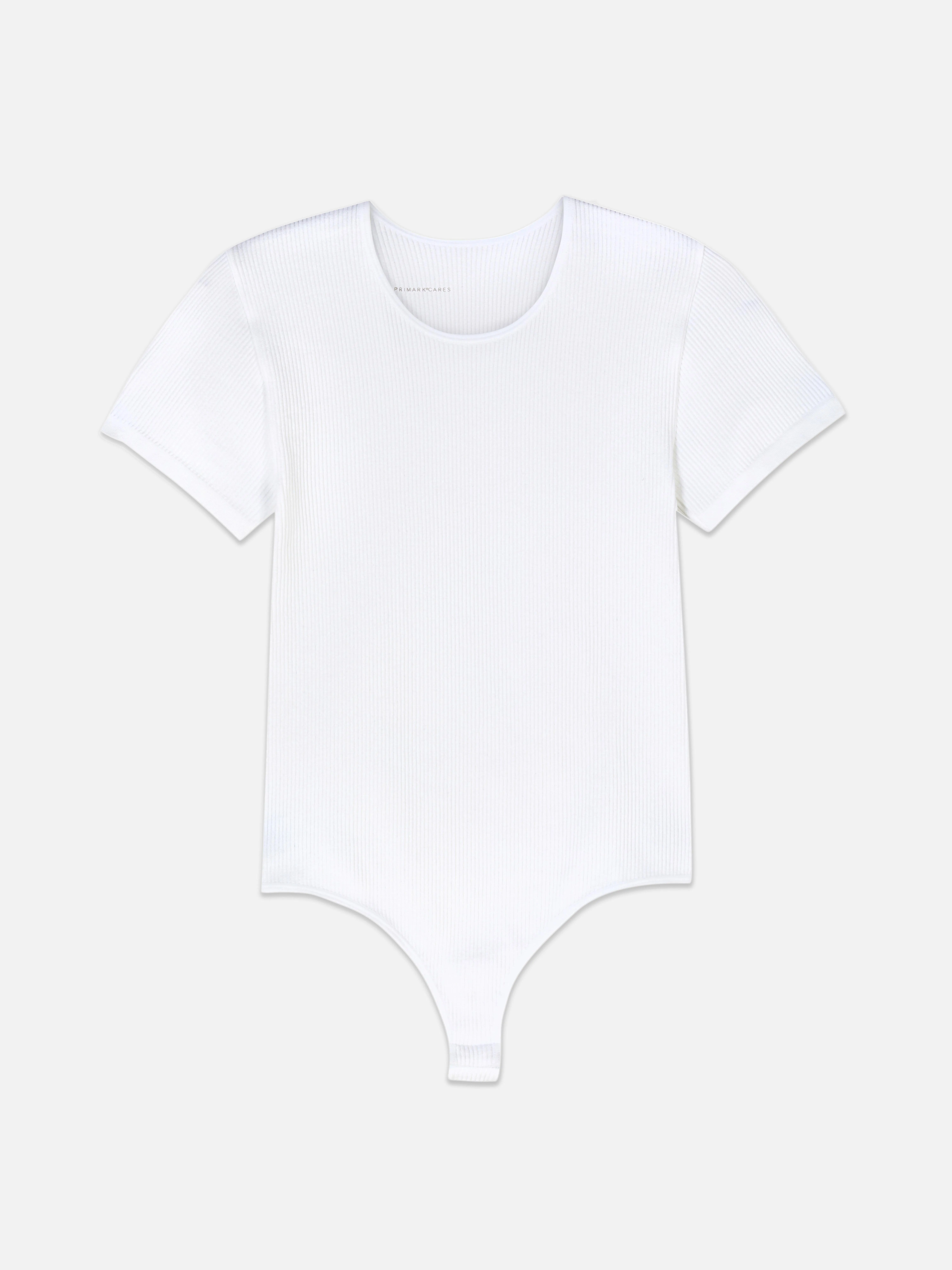Bodi tipo camiseta acanalado sin costuras