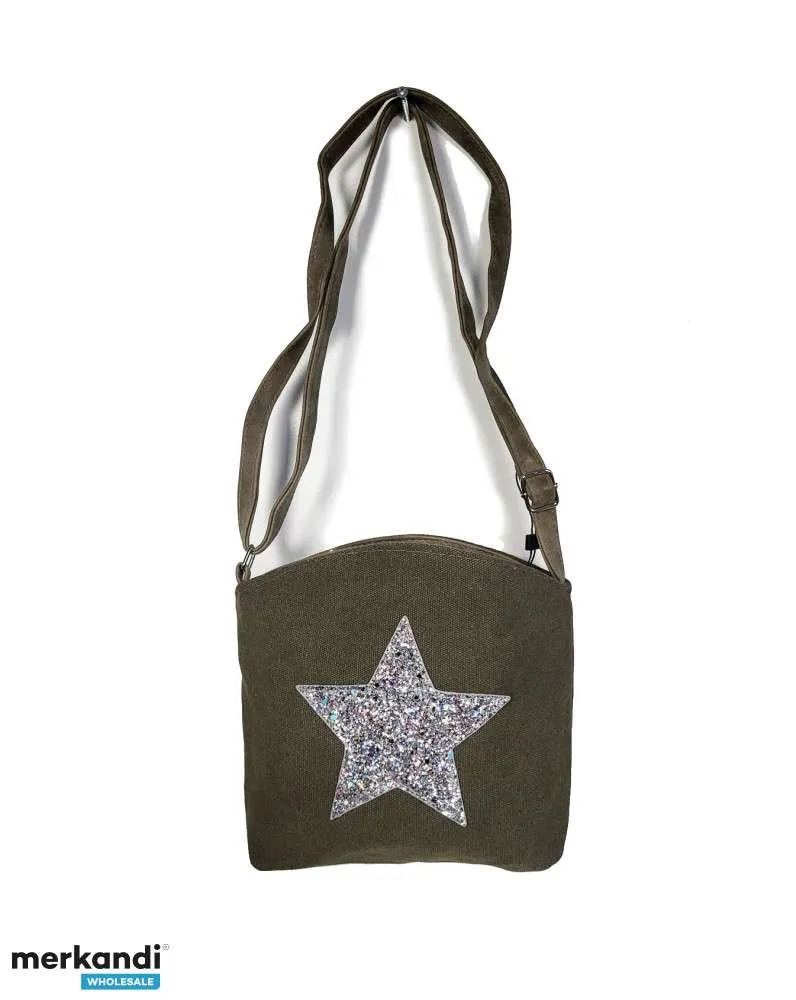 Bolsos bandolera de varios colores con estrella de purpurina