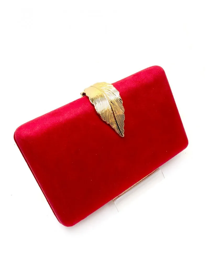 BOLSOS DE FIESTA ROJOS EN ANTELINA CON CIERRE HOJA