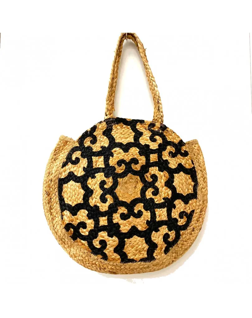 BOLSOS DE VERANO EN YUTE DECORADO CON PINTURA NEGRA
