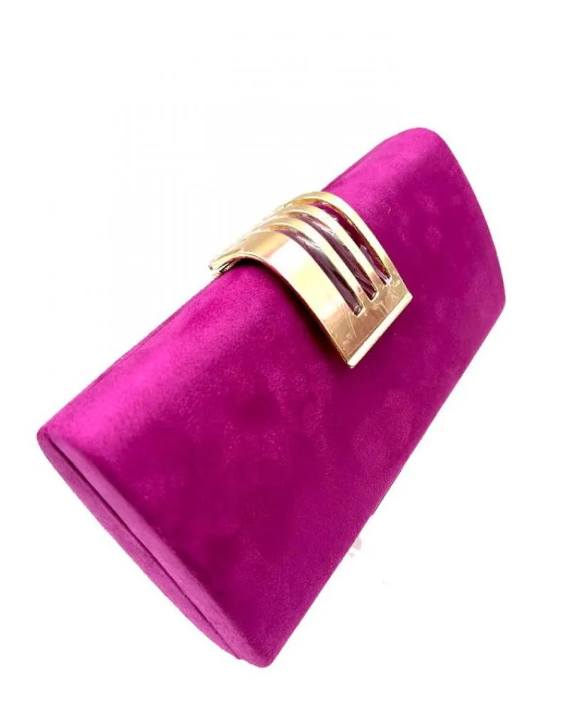 BOLSOS ELEGANTES FUCSIA PARA BODAS CON CIERRE ACTUAL DORADO