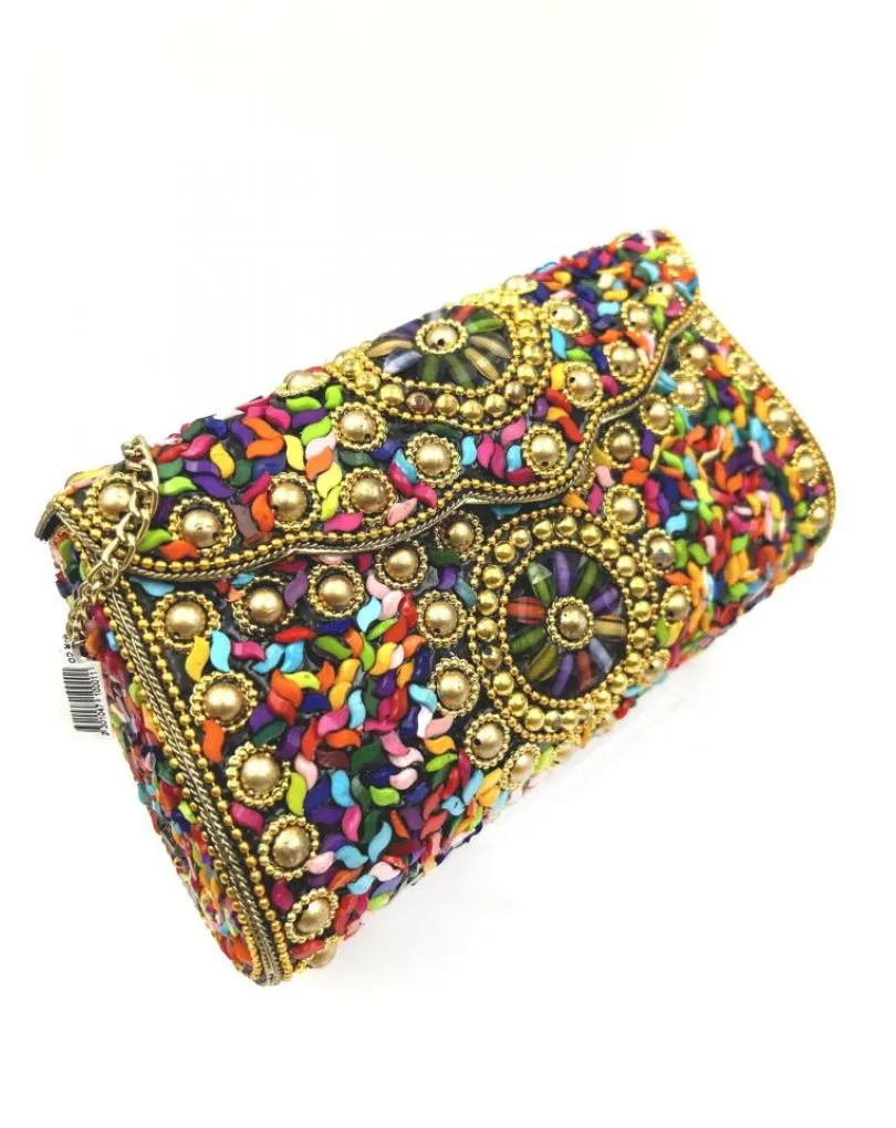 BOLSOS IBIZA MULTICOLOR DE LATON ES PRECIOSISIMO PARA BODAS
