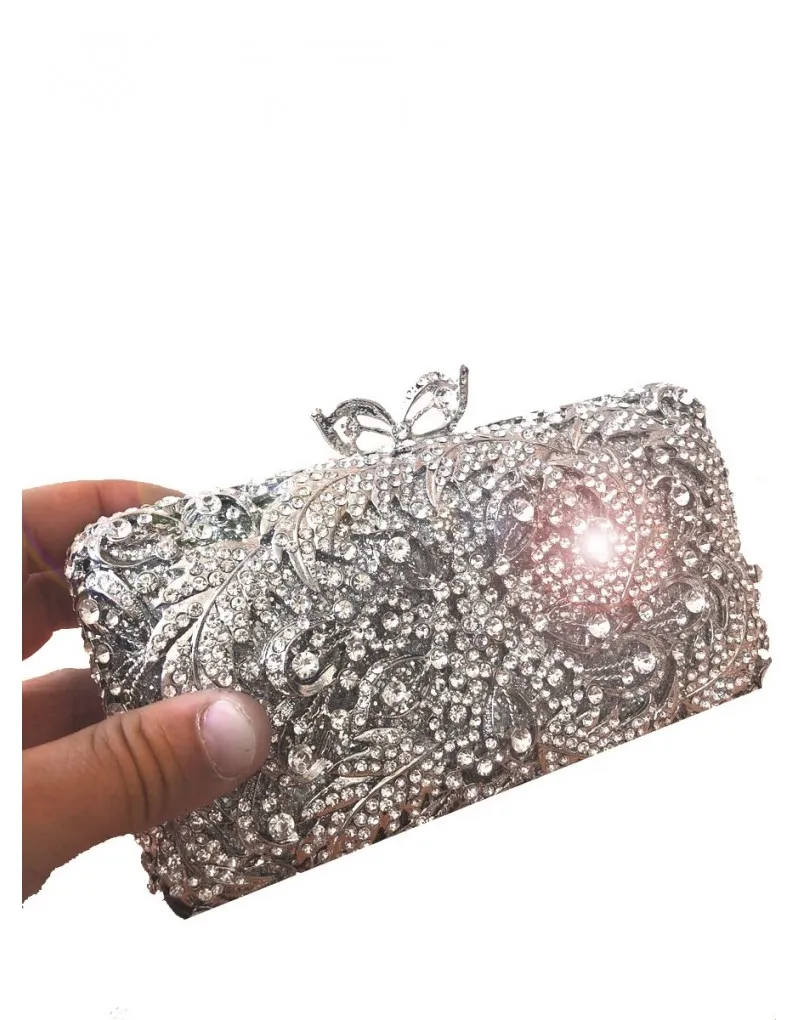 BOLSOS JOYA PARA BODAS Y MADRINAS EN COLOR PLATA