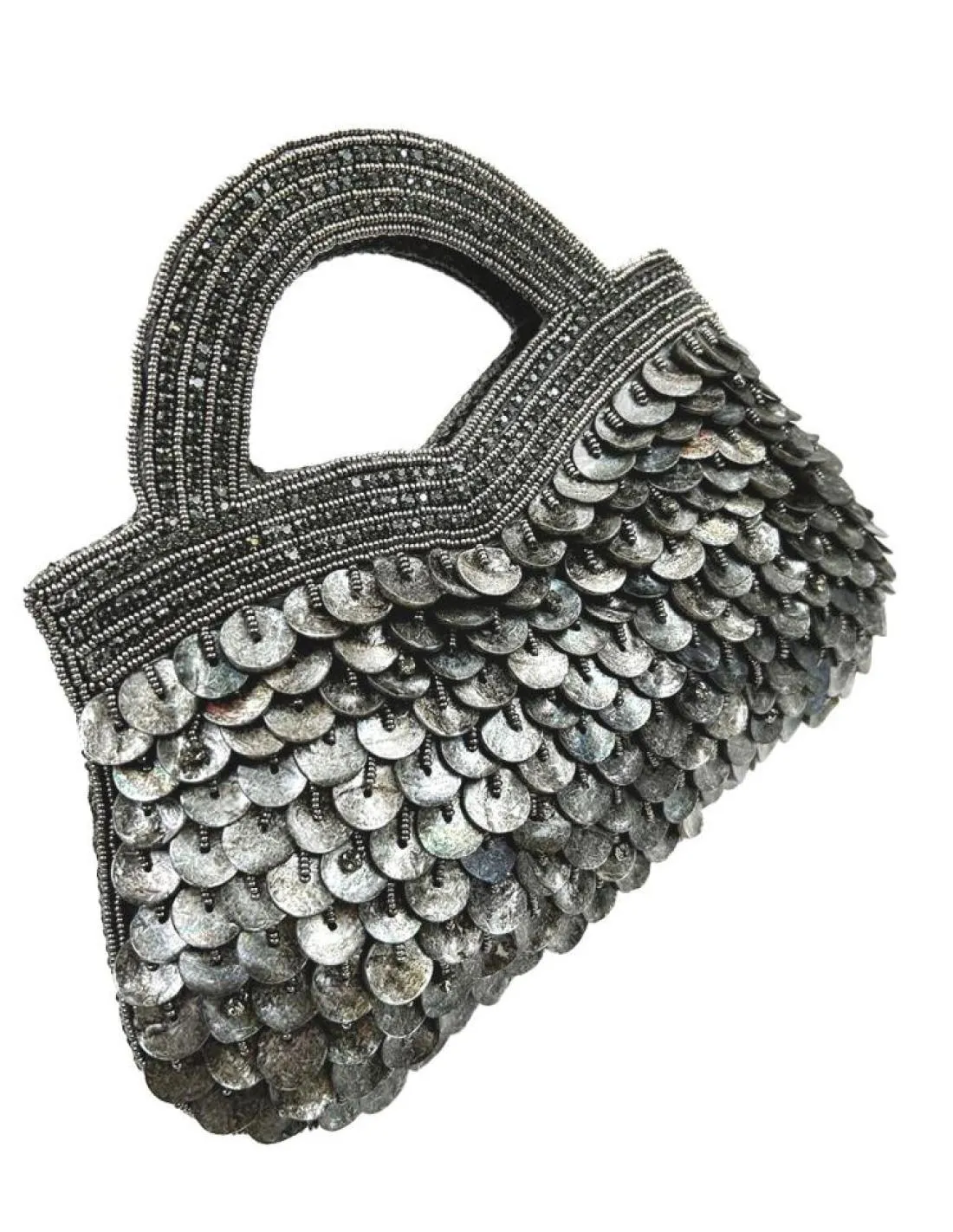 BOLSOS PLATEADOS DE NACAR Y ASA COQUETA PARA BODAS