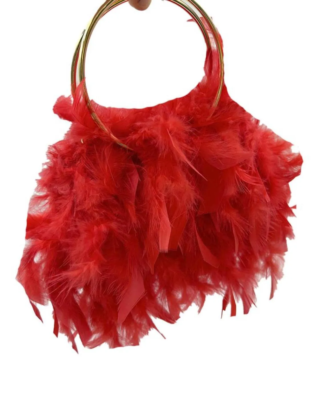 BOLSOS ROJOS DE PLUMAS VAPOROSAS PARA FIESTA Y BODA