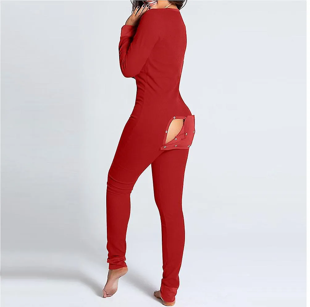 BUTT FLAP LENCERíA JUMPSUIT WOMEN ONESIE PIJAMAS BACK BUTTONDOWN BODYCON NIGHTWEAR ADULTS ONESIES COMBINAISON PYJAMA FEMME