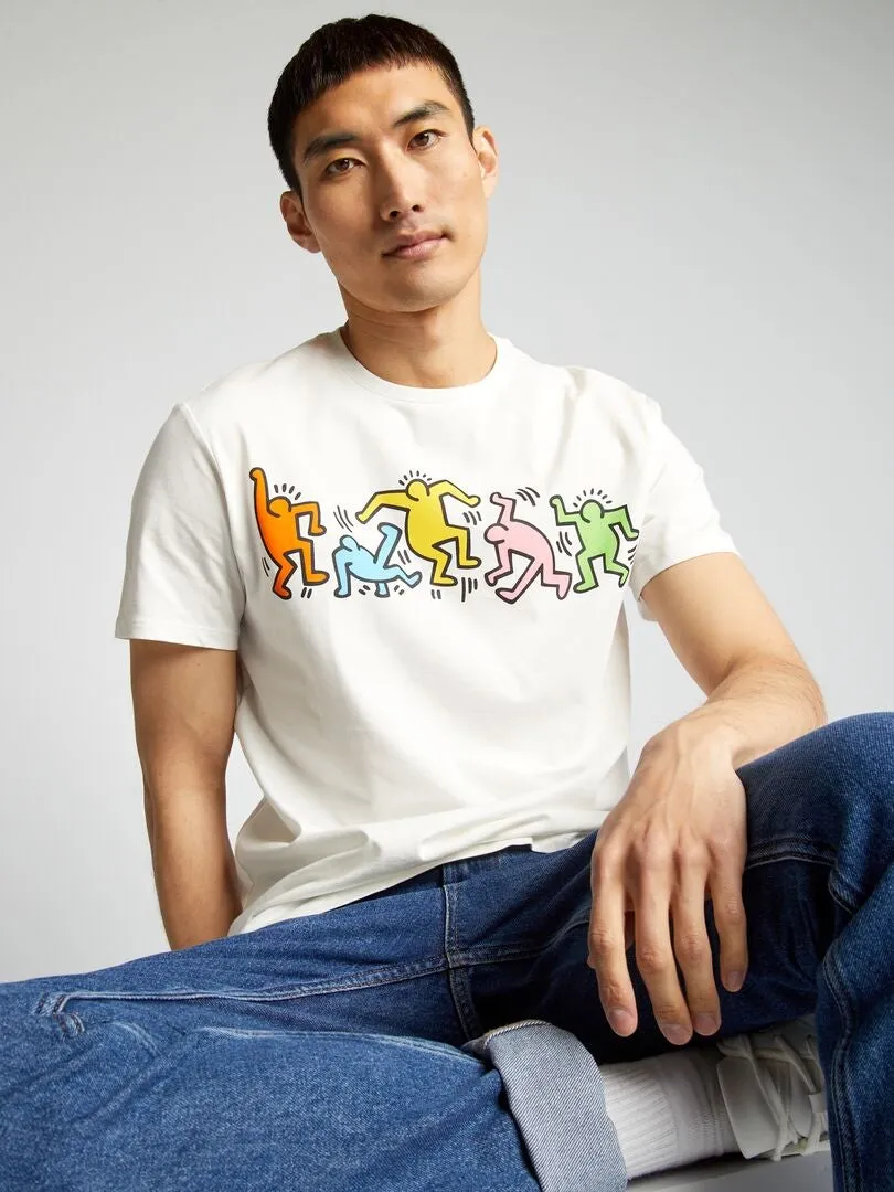 CAMISETA DE CUELLO REDONDO 'KEITH HARING'  BLANCO