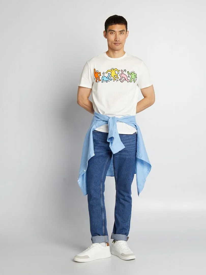 CAMISETA DE CUELLO REDONDO 'KEITH HARING'  BLANCO