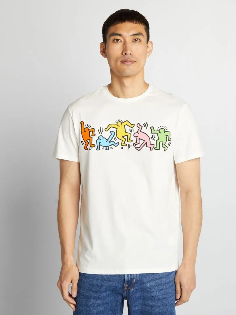 CAMISETA DE CUELLO REDONDO 'KEITH HARING'  BLANCO