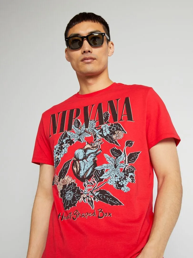 CAMISETA DE CUELLO REDONDO 'NIRVANA'  ROJO