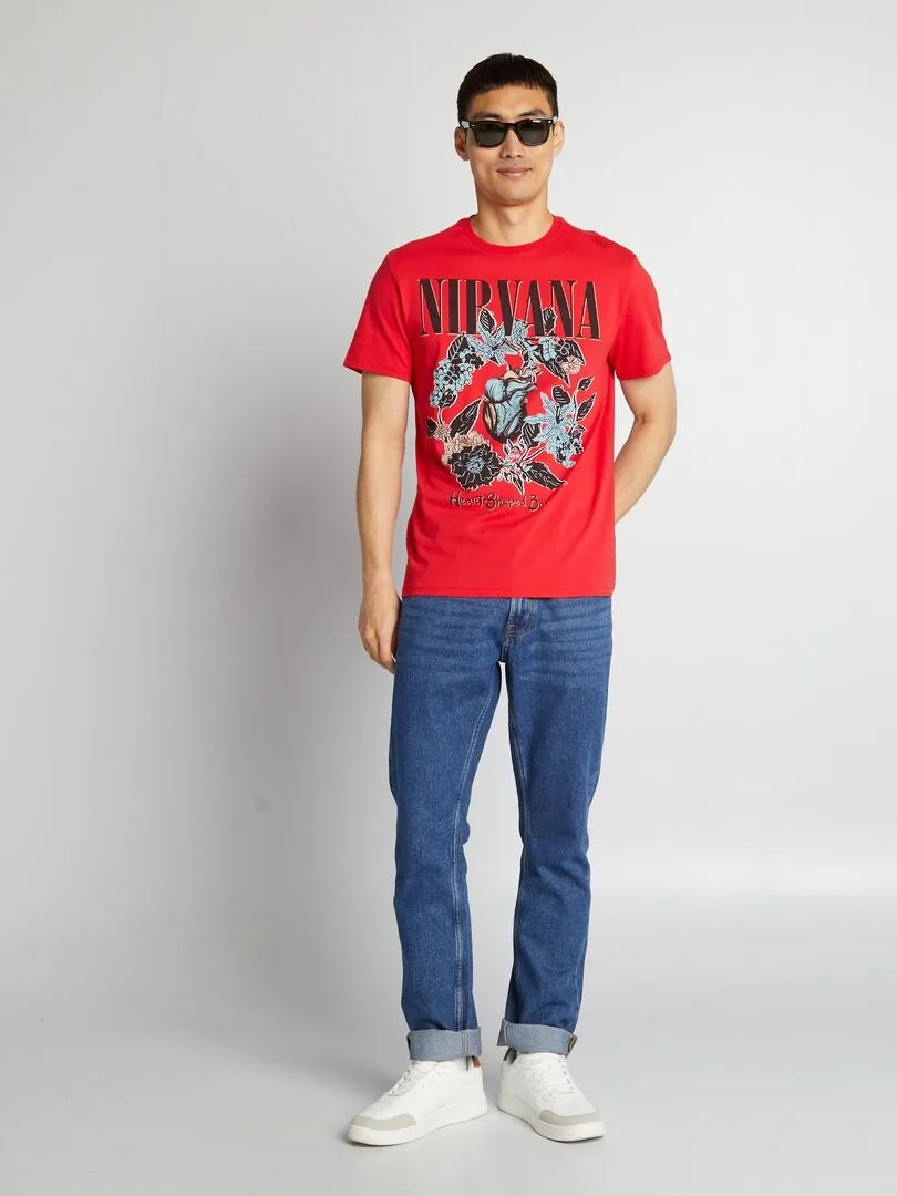 CAMISETA DE CUELLO REDONDO 'NIRVANA'  ROJO