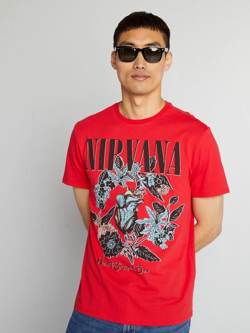 CAMISETA DE CUELLO REDONDO 'NIRVANA'  ROJO