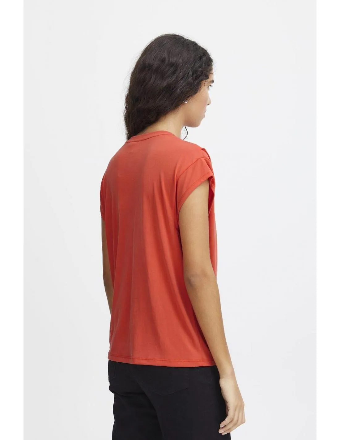 CAMISETA HOMBROS FRUNCIDOS NARANJA ICHI LISKEN