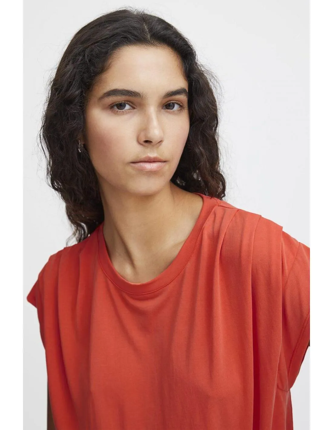 CAMISETA HOMBROS FRUNCIDOS NARANJA ICHI LISKEN