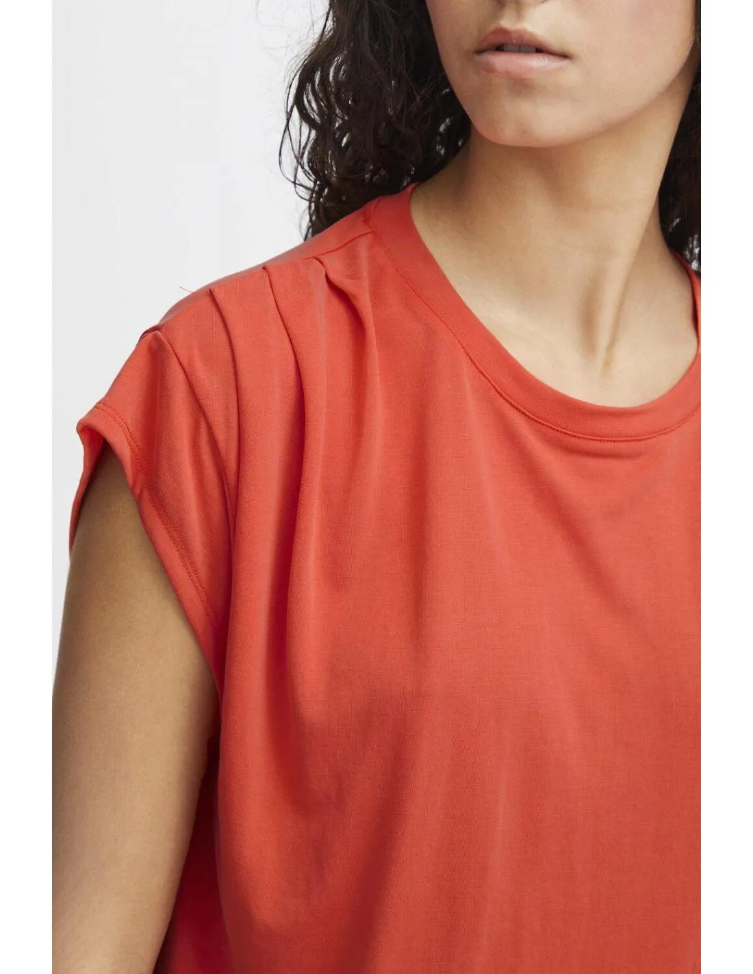 CAMISETA HOMBROS FRUNCIDOS NARANJA ICHI LISKEN