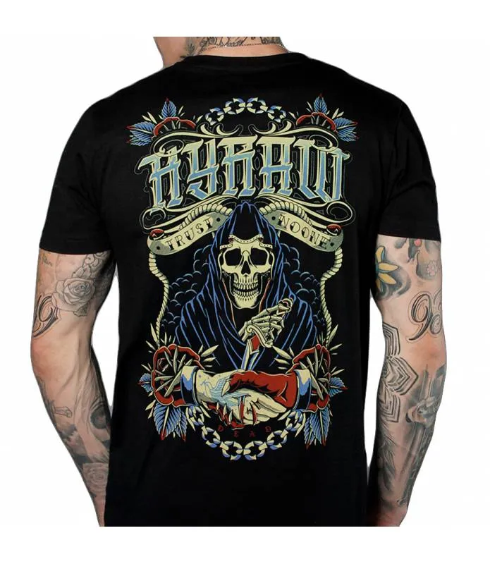 CAMISETA MANGA CORTA HOMBRE NEGRA TRUST NO ONE HYRAW SP24M06