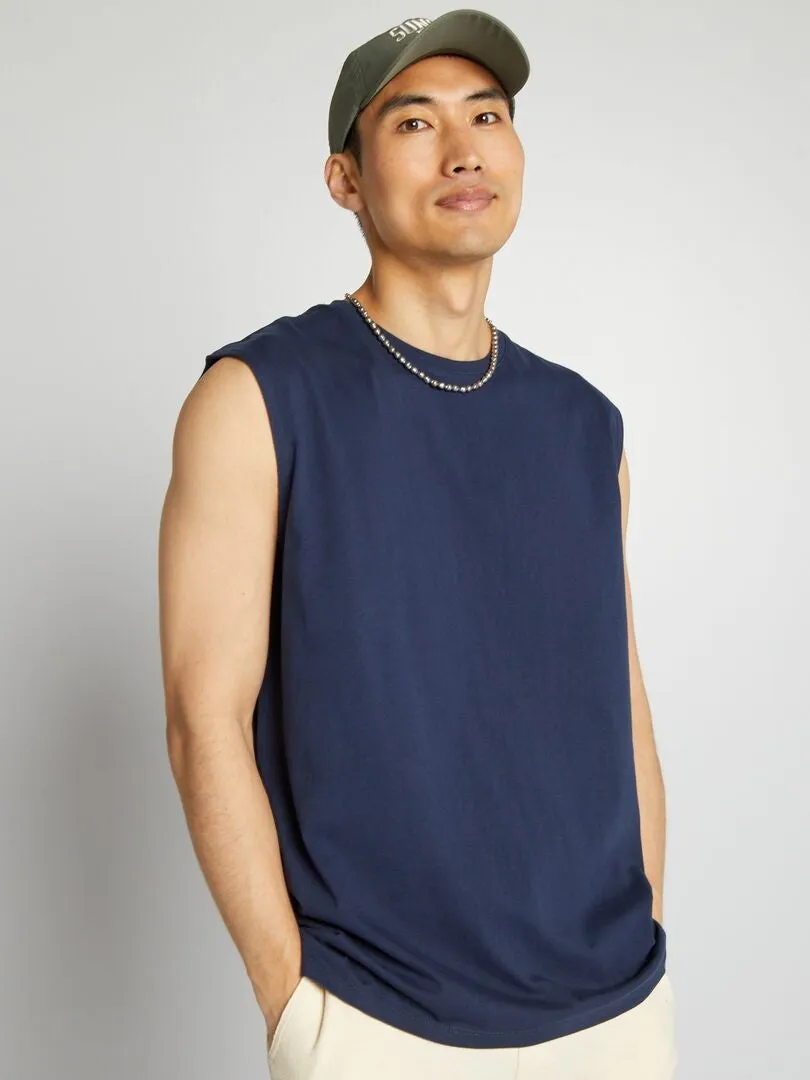 CAMISETA SIN MANGAS DE PUNTO LISO  NEGRO