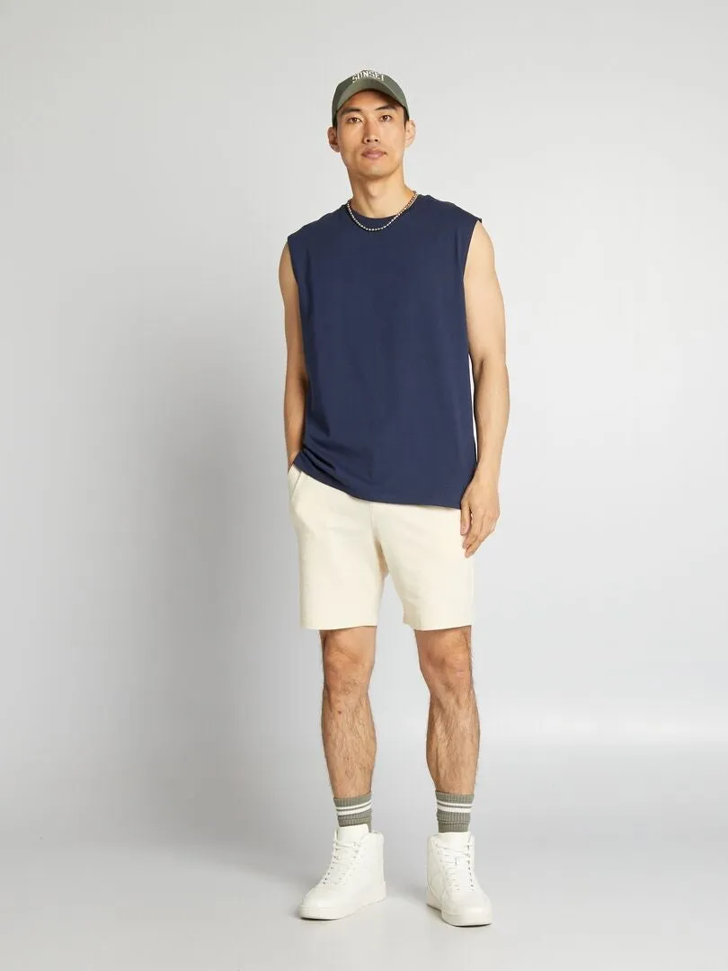 CAMISETA SIN MANGAS DE PUNTO LISO  NEGRO