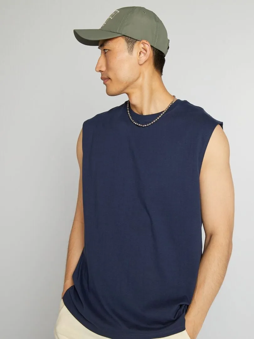 CAMISETA SIN MANGAS DE PUNTO LISO  NEGRO
