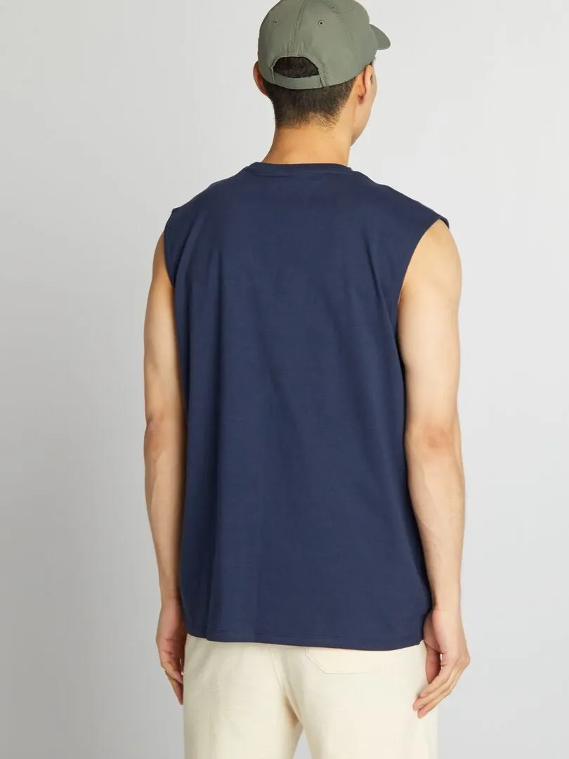 CAMISETA SIN MANGAS DE PUNTO LISO  NEGRO