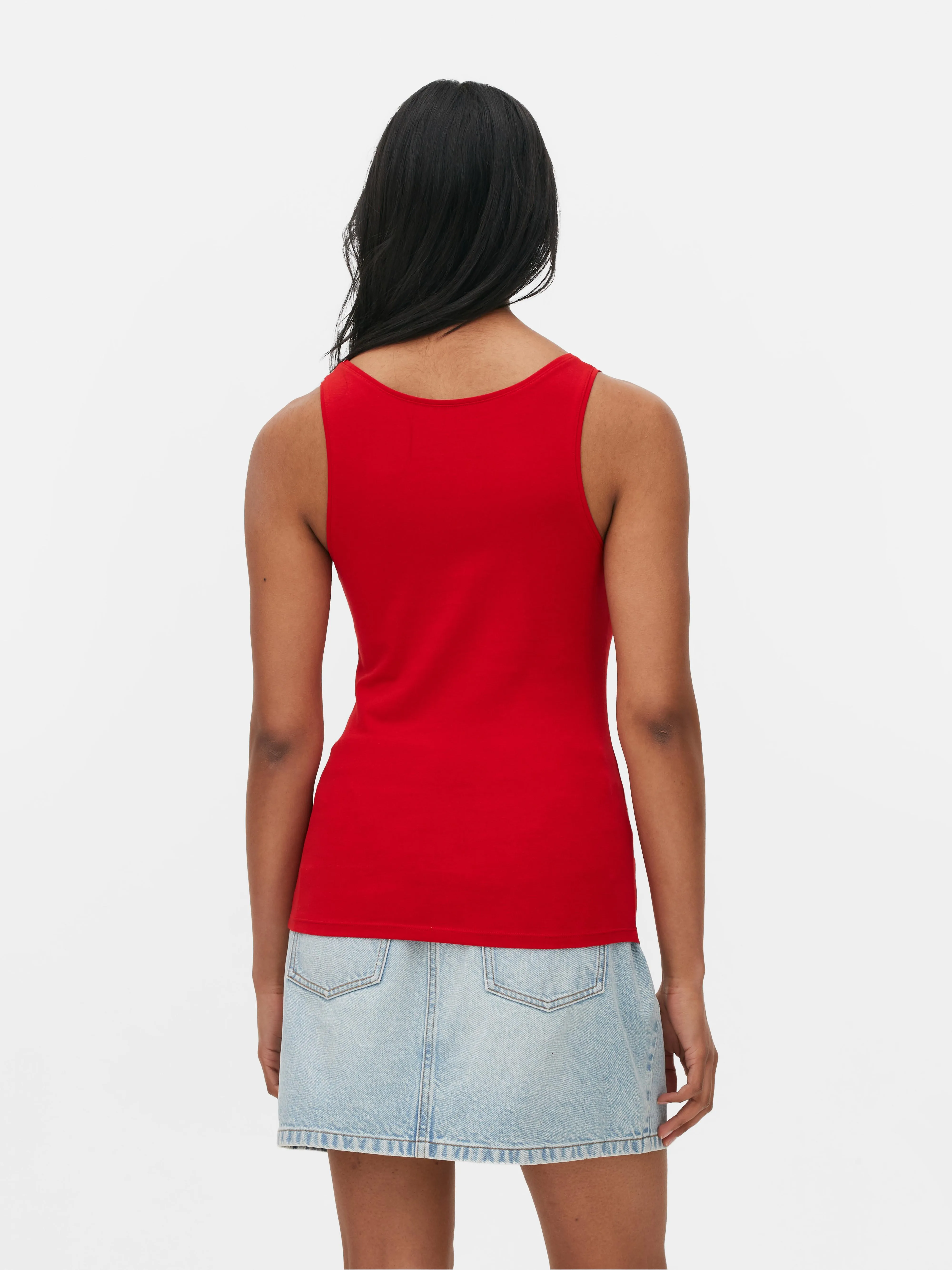 Camiseta sin mangas elástica básica de escote amplio