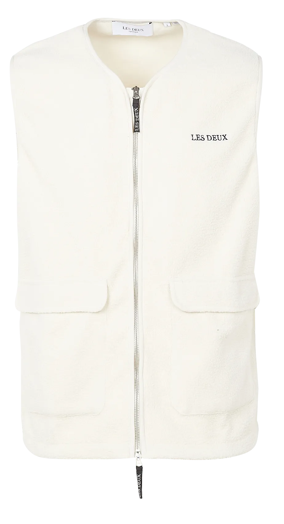 Chaqueta sin mangas con cuello de pico regular fit bordada en blanco