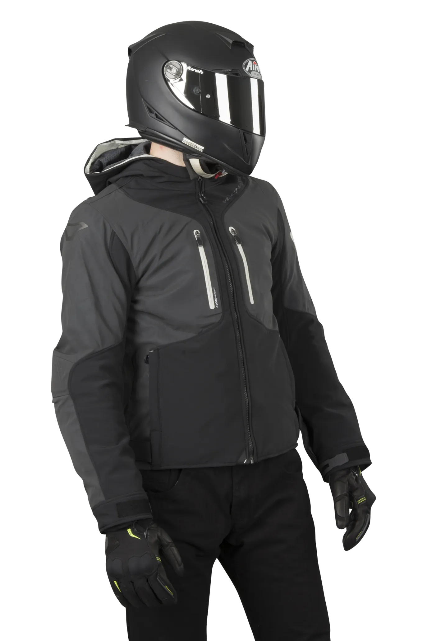 CHAQUETA SOFTSHELL DE MOTO MACNA AYTEE NIGHT EYE NEGROGRIS