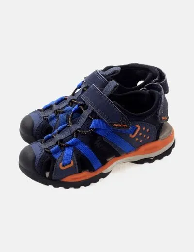 Geox Sandalia trekking azul y naranja