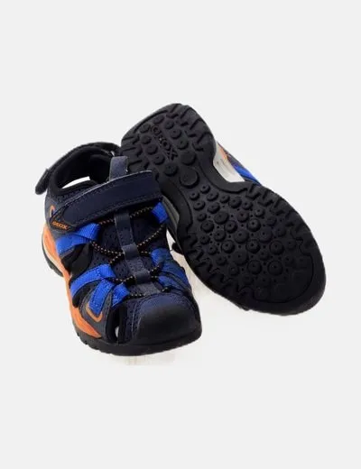 Geox Sandalia trekking azul y naranja