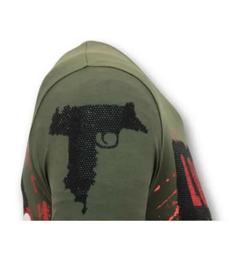 HOMBRES CAMISETA RHINESTONE  LOS JEFES DE LOS NARCOS  VERDE