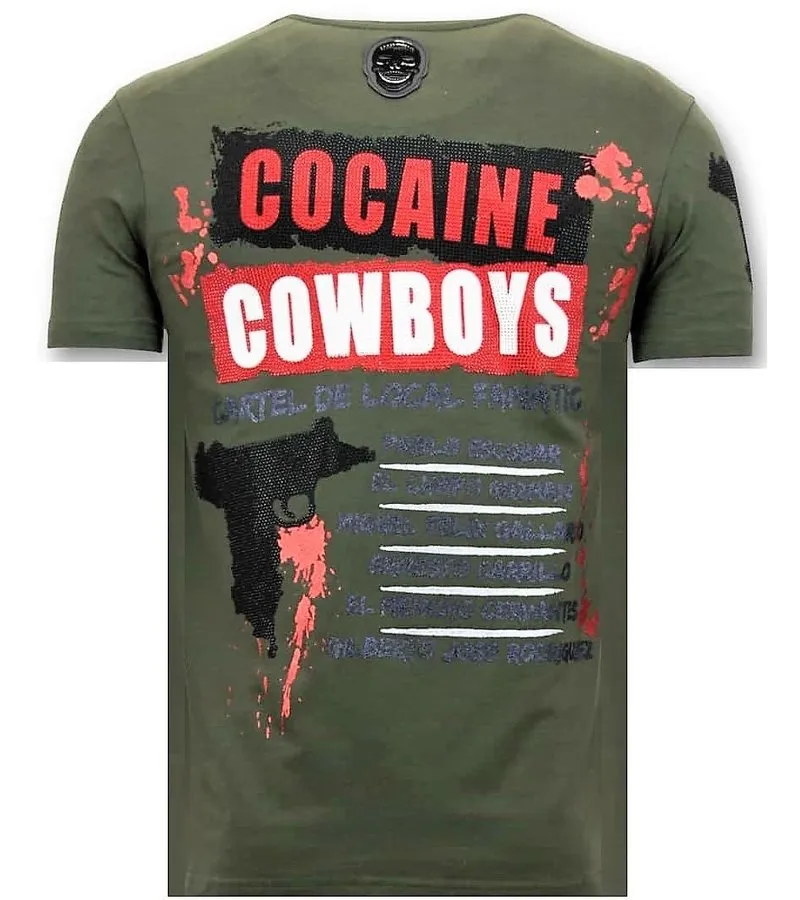 HOMBRES CAMISETA RHINESTONE  LOS JEFES DE LOS NARCOS  VERDE