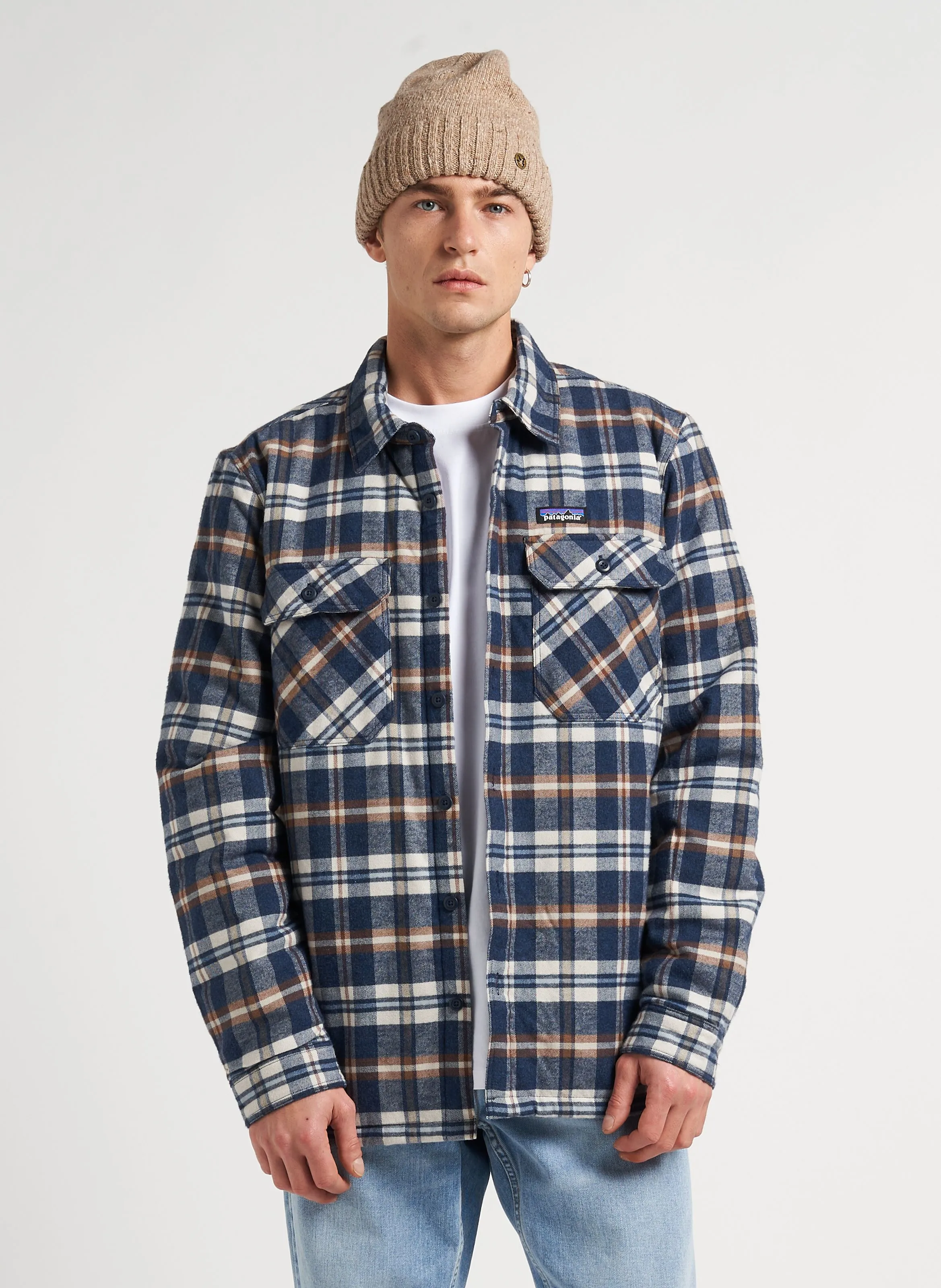 INSULATED  CHAQUETA DE ALGODóN ORGáNICO CON CUELLO CLáSICO EN AZUL