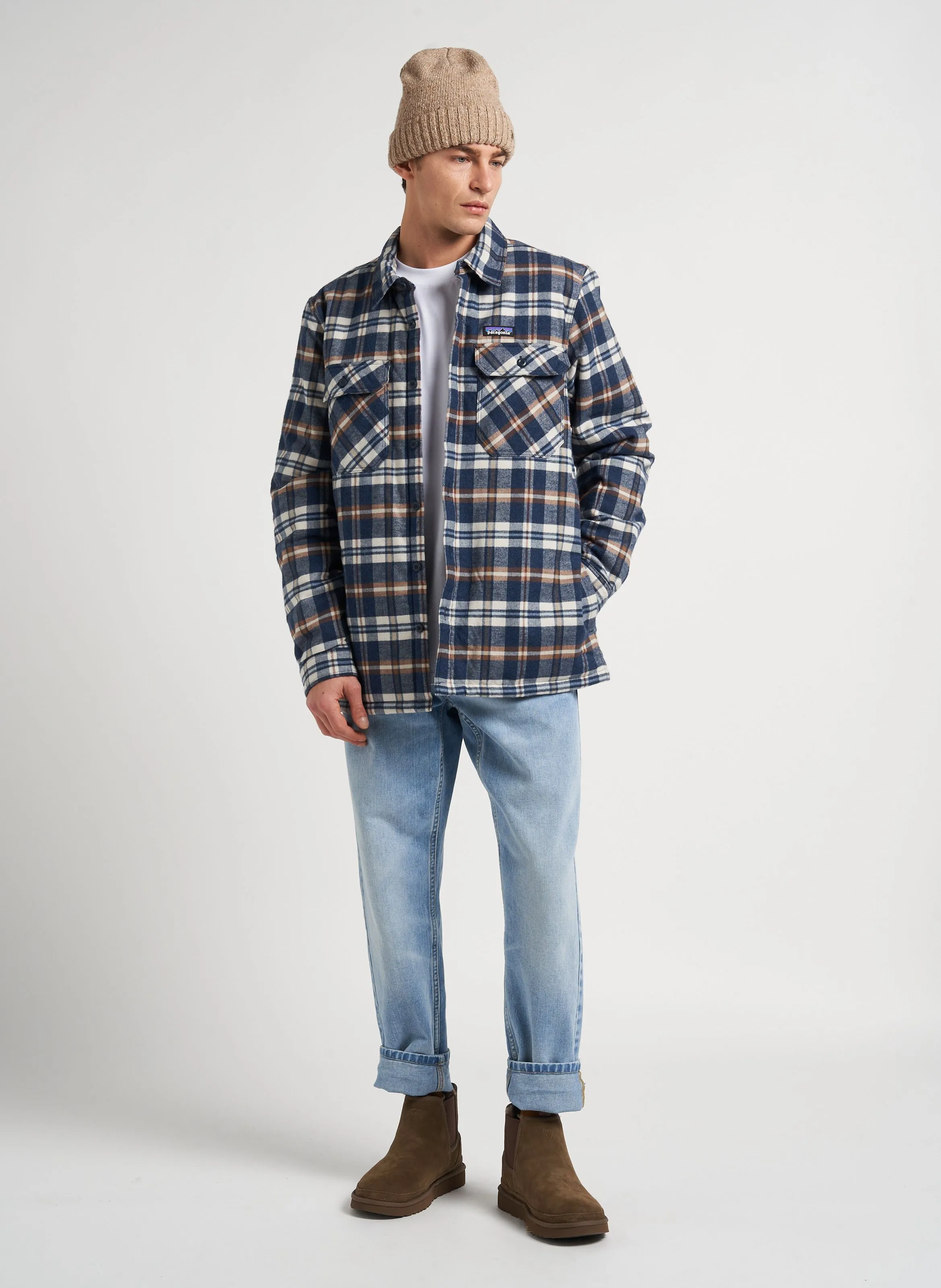 INSULATED  CHAQUETA DE ALGODóN ORGáNICO CON CUELLO CLáSICO EN AZUL