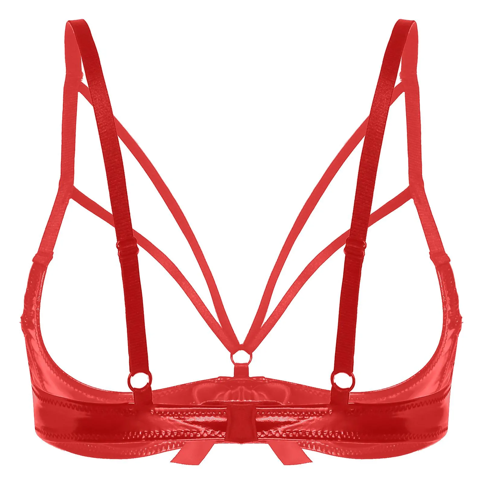 Lencería Otwoo para damas Sujetadores sexys Bowknot Underwired Porno Bra Tops Strappy Open Cup Leather Brassiere Lingerie Underw