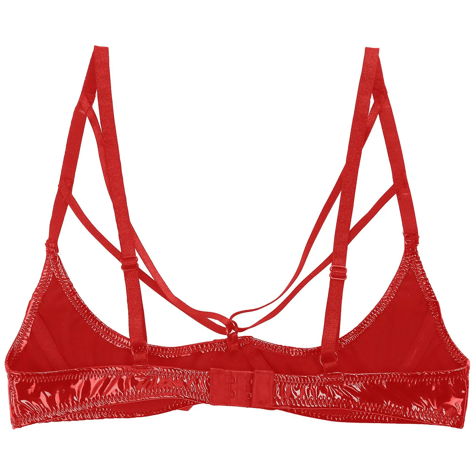 Lencería Otwoo para damas Sujetadores sexys Bowknot Underwired Porno Bra Tops Strappy Open Cup Leather Brassiere Lingerie Underw