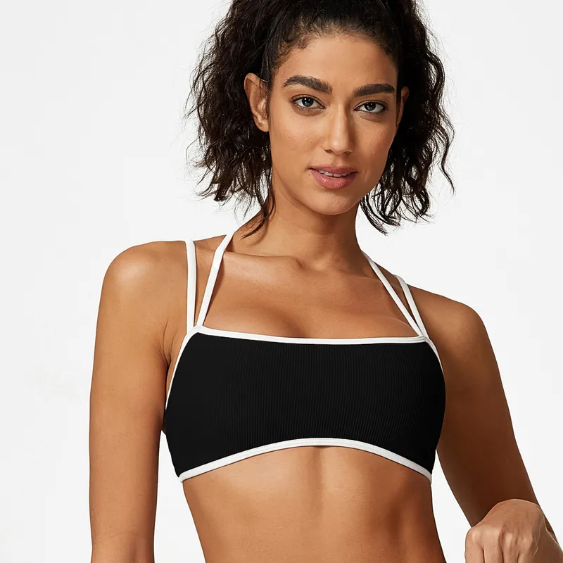 Lycra Fabric Women Set de yoga de yoga Conjuntos de entrenamiento de lencería Sports Sports yoga Conjunto de deportes plisados ​