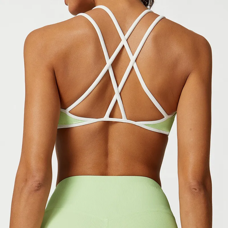 Lycra Fabric Women Set de yoga de yoga Conjuntos de entrenamiento de lencería Sports Sports yoga Conjunto de deportes plisados ​