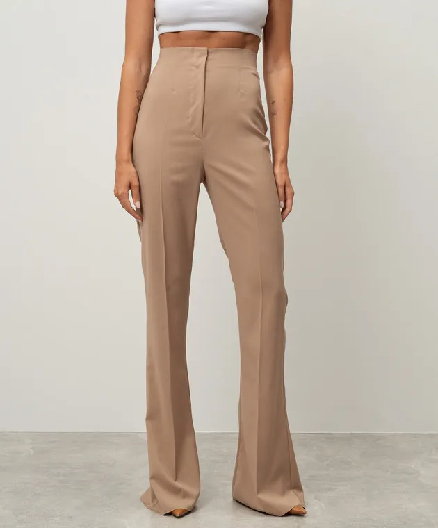 Max Mara Sportmax Brown NIGERIA flared pants made of wool