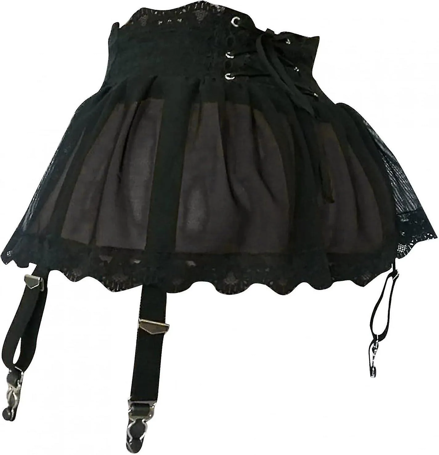 Mini falda de tirantes en Y para mujer con bragas, mini Dr Lingerie con cordones de malla transparente Ropa interior de lencería