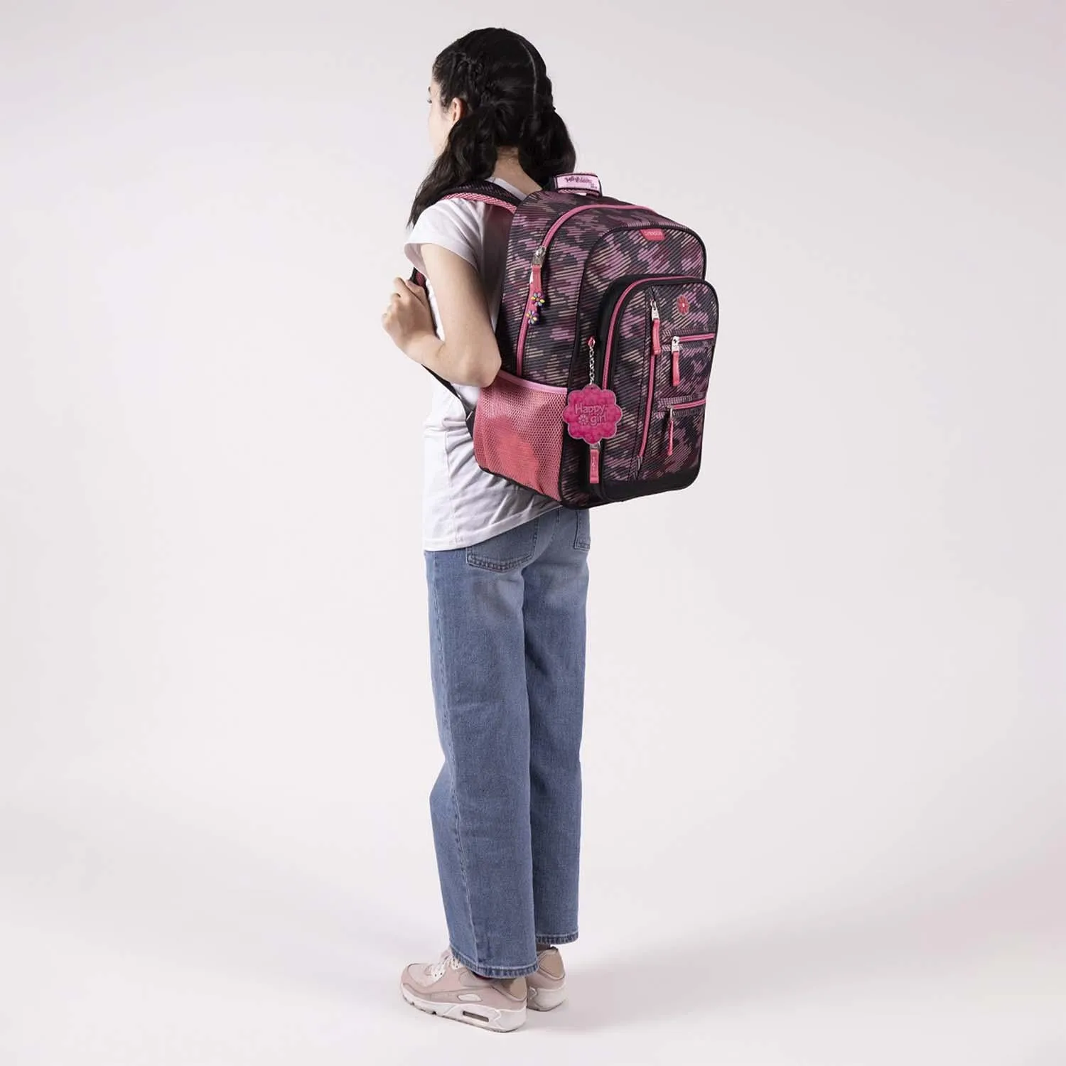 Mochila Con Porta Tablet Negra Para Nia Happy Girl By Chenson Besy